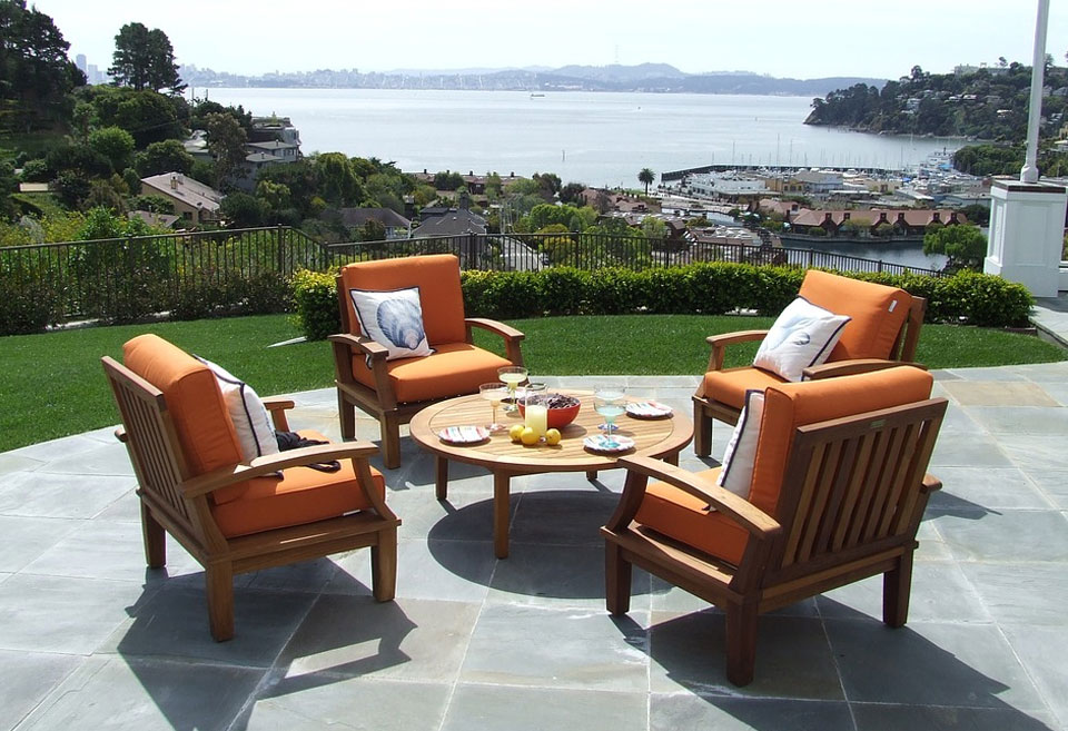 concrete patio with overlooking background